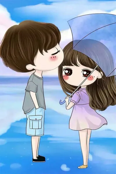 Cặp đôi anime đứng bên bờ biển, ánh mắt hướng về tương lai