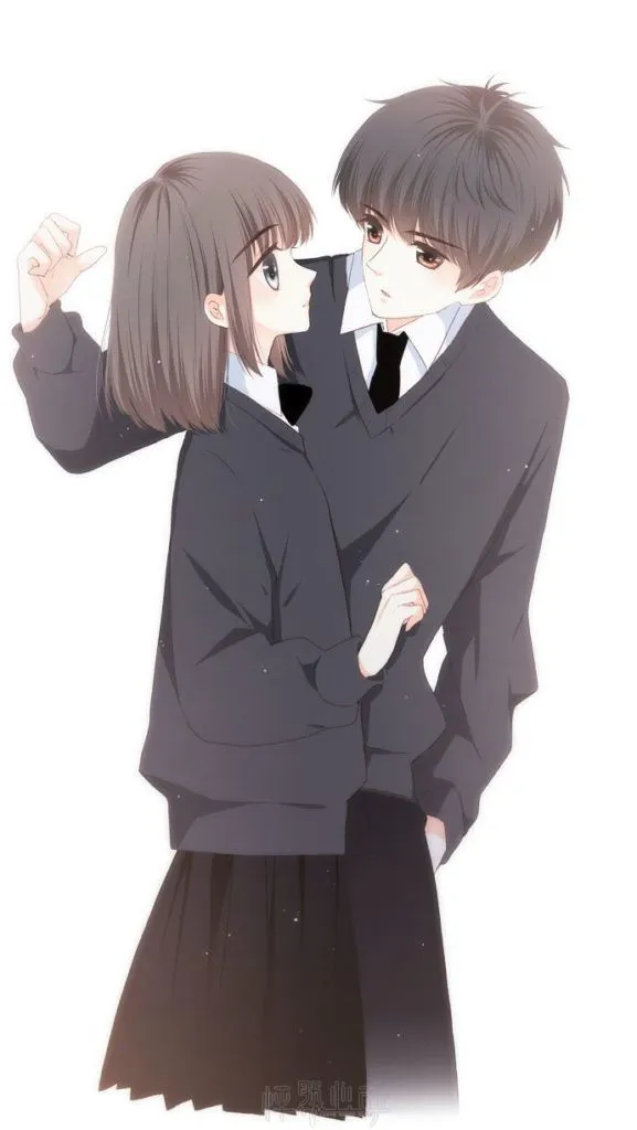 Cặp đôi anime đứng cạnh nhau, ánh mắt chứa đầy sự tin tưởng