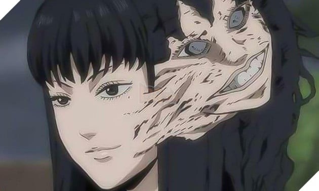 Hình ảnh anime kinh dị với gương mặt biến dạng, khiến không gian trở nên đầy ám Ảnh