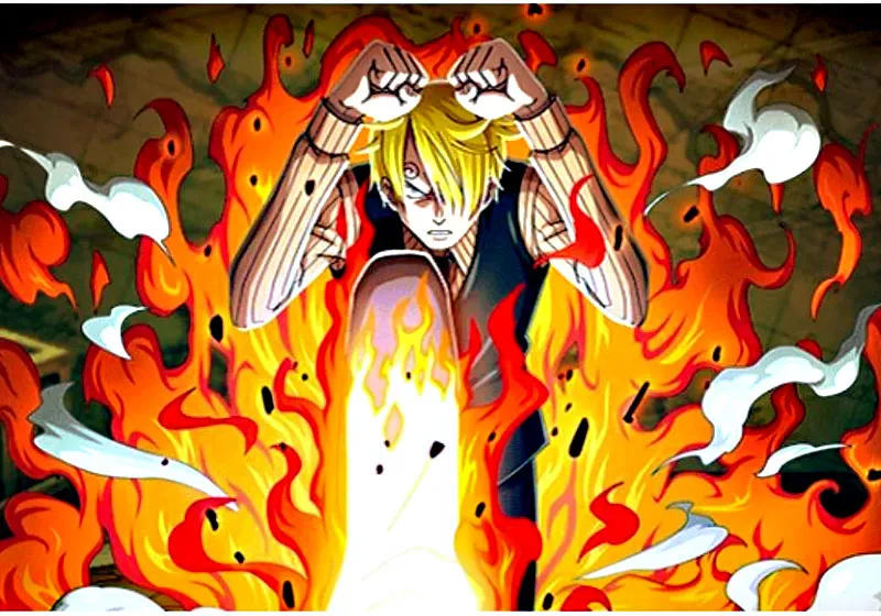 Sanji Wano thể hiện vẻ nghiêm nghị, đôi mắt sắc bén và khí chất mạnh mẽ của anh