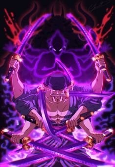 Zoro cầm chắc ba thanh kiếm, thể hiện sự uy dũng